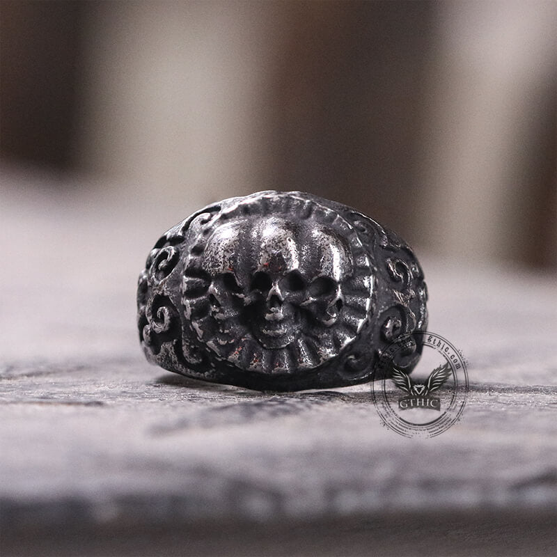 Domineering Skulls Stainless Steel Ring 03 | Gthic.com