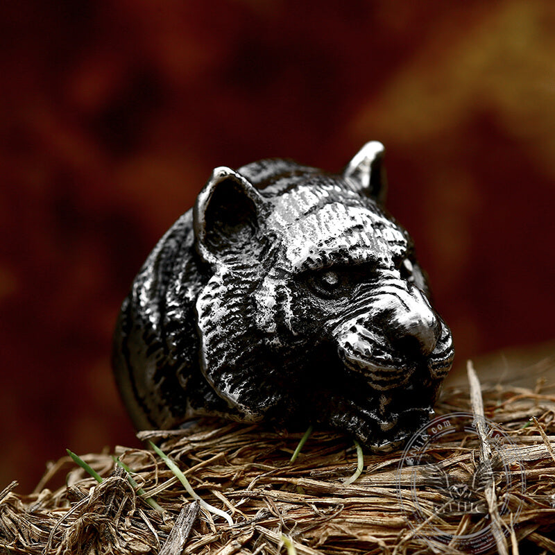 Domineering Tiger Head Stainless Steel Animal Ring 03 | Gthic.com