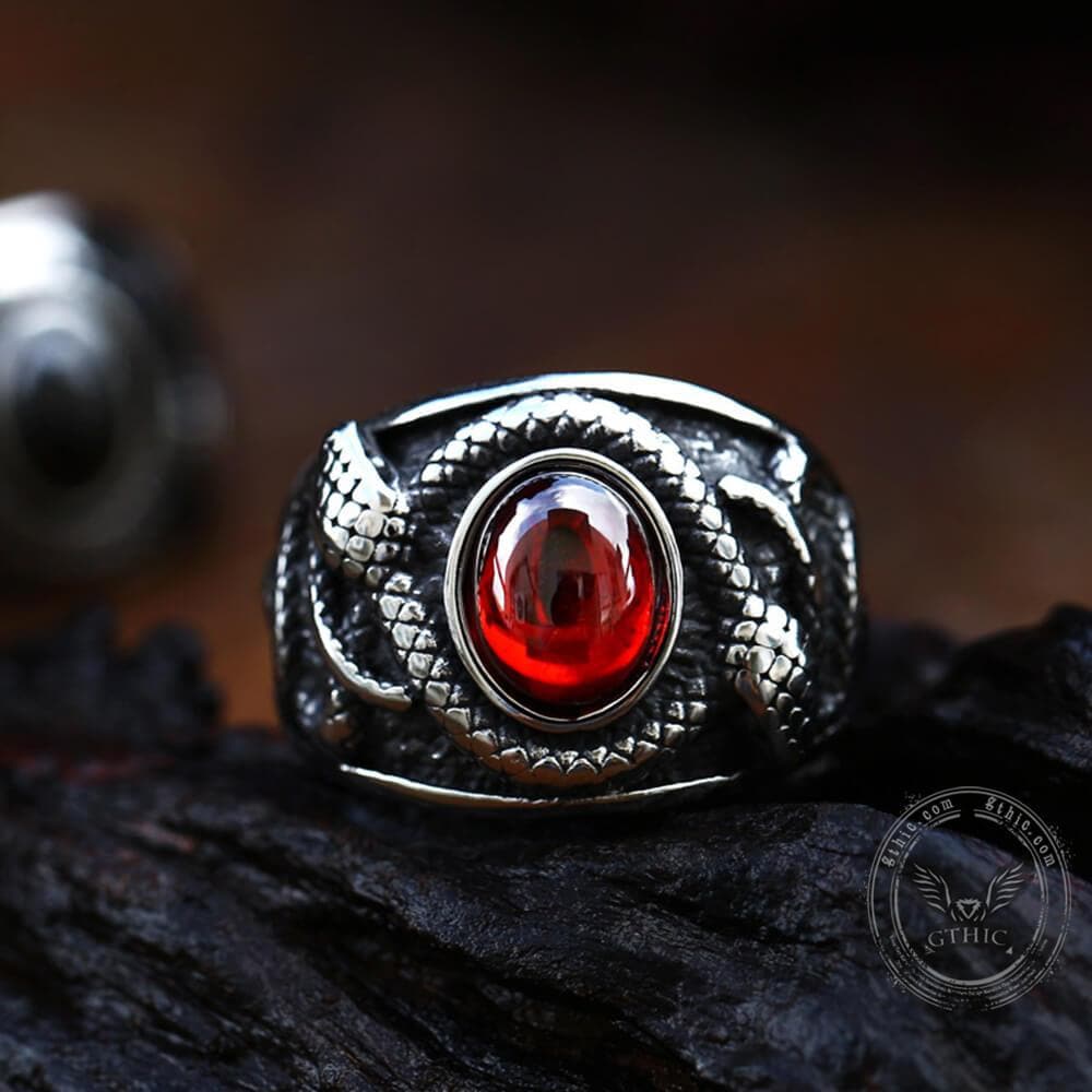 Double-headed Snake Stainless Steel Ring04 | Gthic.com
