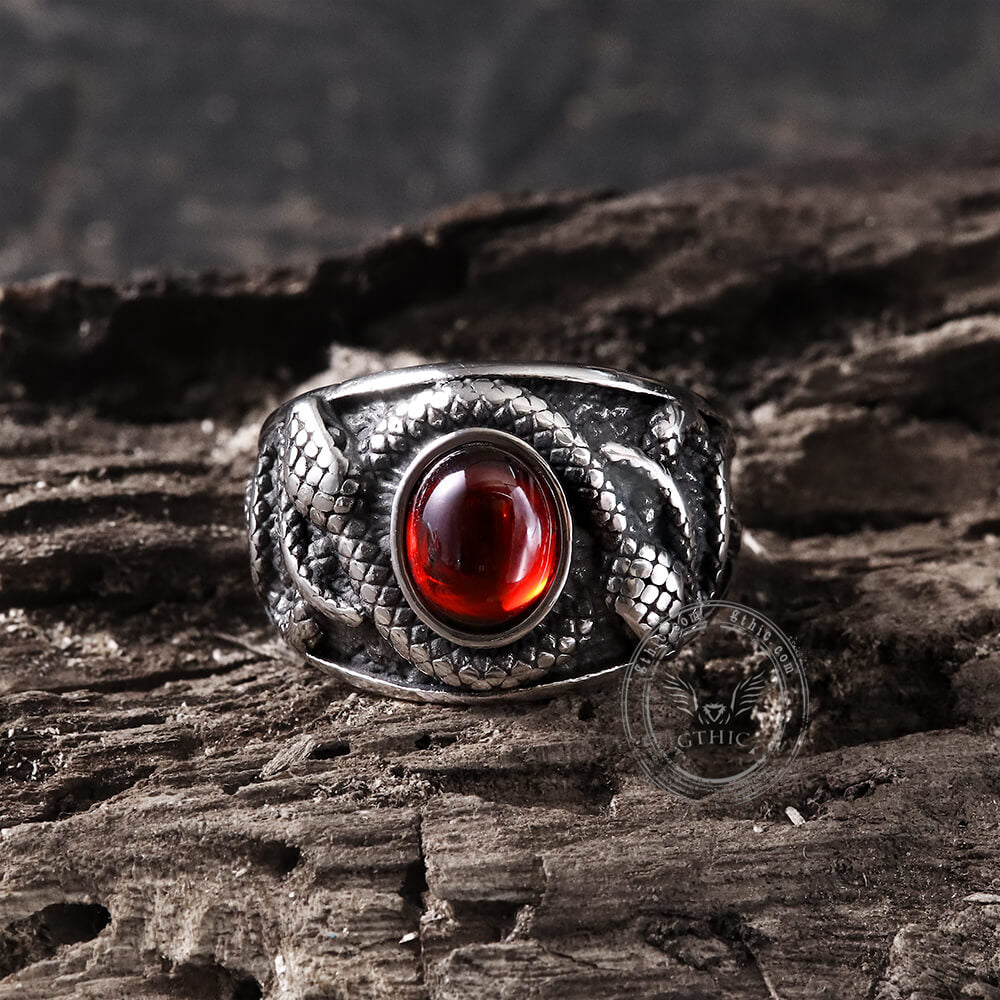 Double-headed Snake Stainless Steel Ring05 | Gthic.com