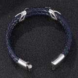 Double-Layer Braided Stainless Steel Leather Bracelet