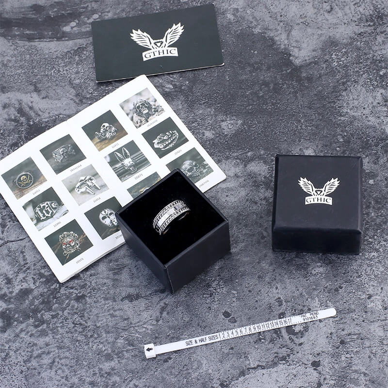 Double Chain Runes Stainless Steel Viking Ring – GTHIC