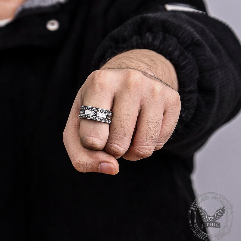 Double Chain Runes Stainless Steel Viking Ring – GTHIC