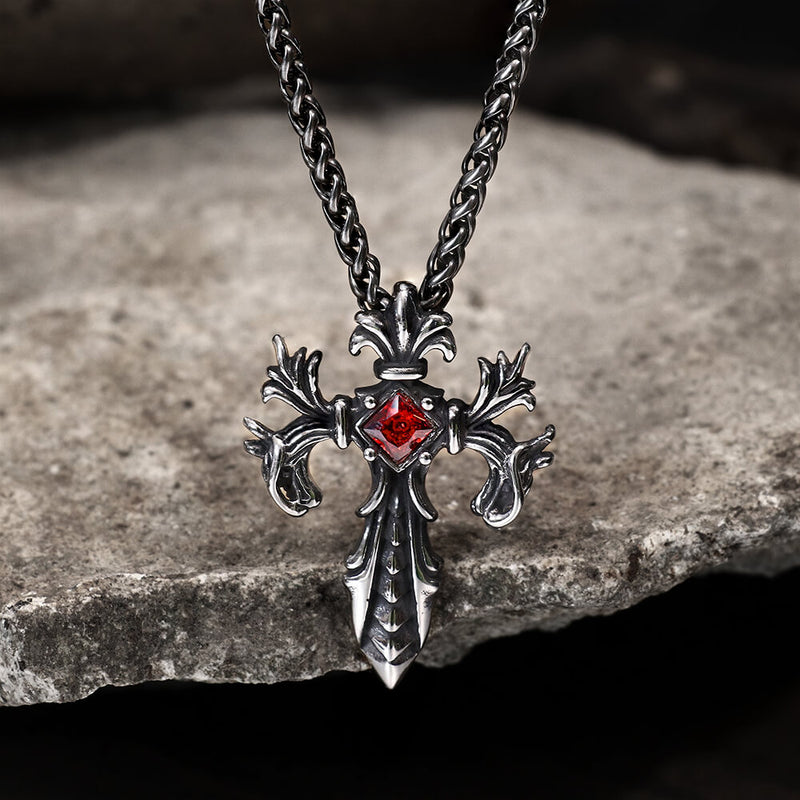 Double Dragon Cross Stainless Steel Pendant05 | Gthic.com