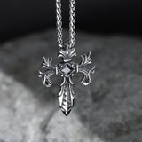 Double Dragon Cross Stainless Steel Pendant01 | Gthic.com