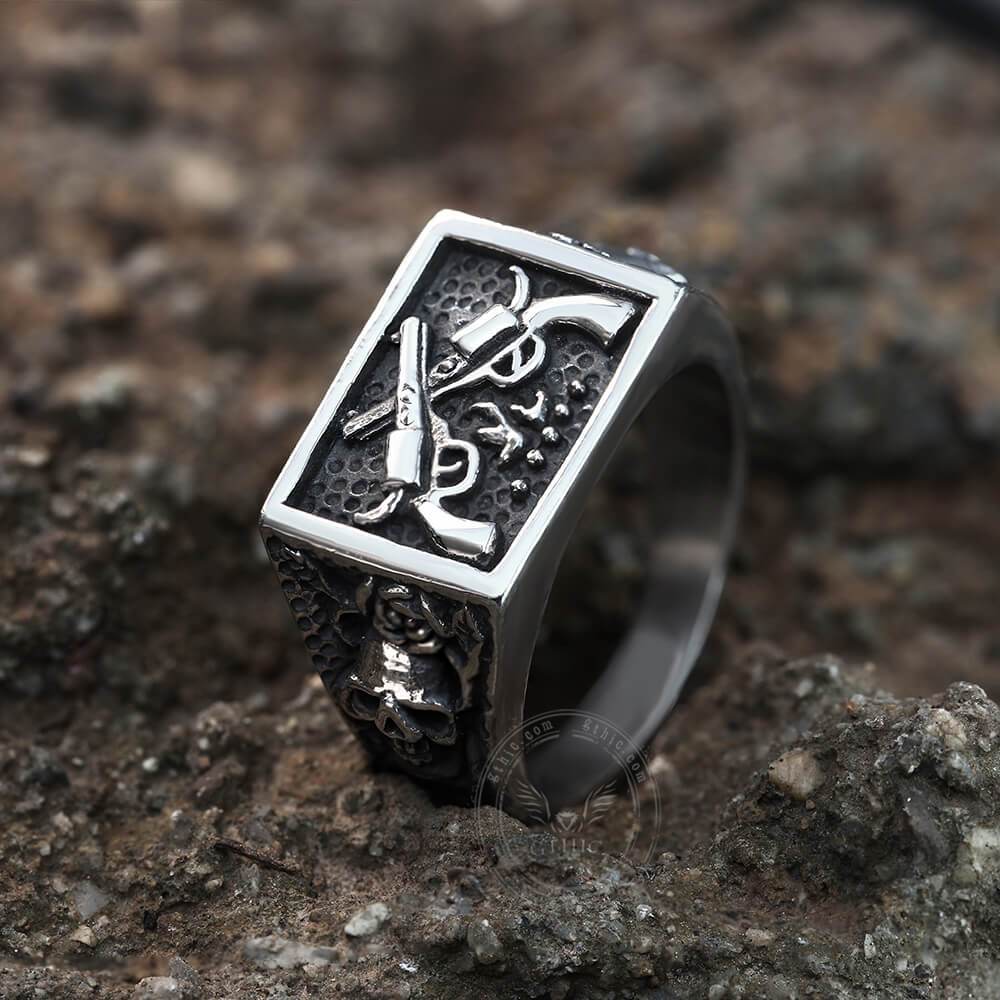 Double Guns Stainless Steel Ring | Gthic.com