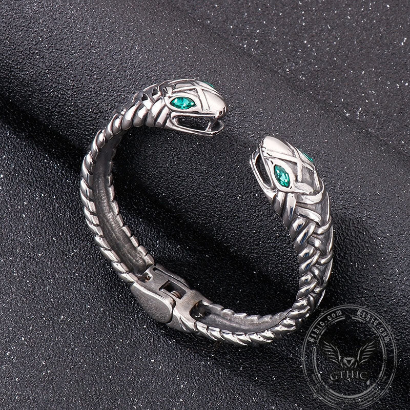 Unique Double Snake Open Cuff Bracelet