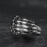 Dubbele rij Skull Claw Sterling Zilver Messing Ring