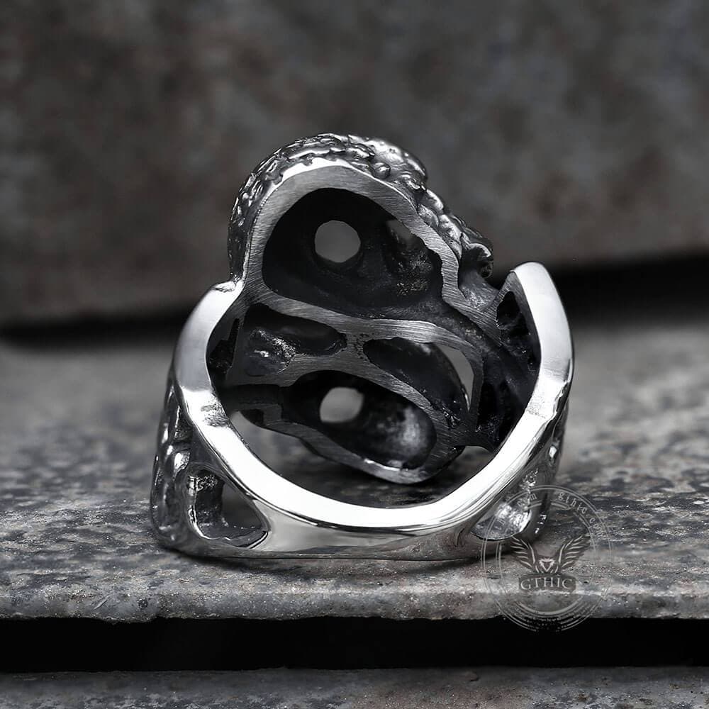 Double Skulls Stainless Steel Ring