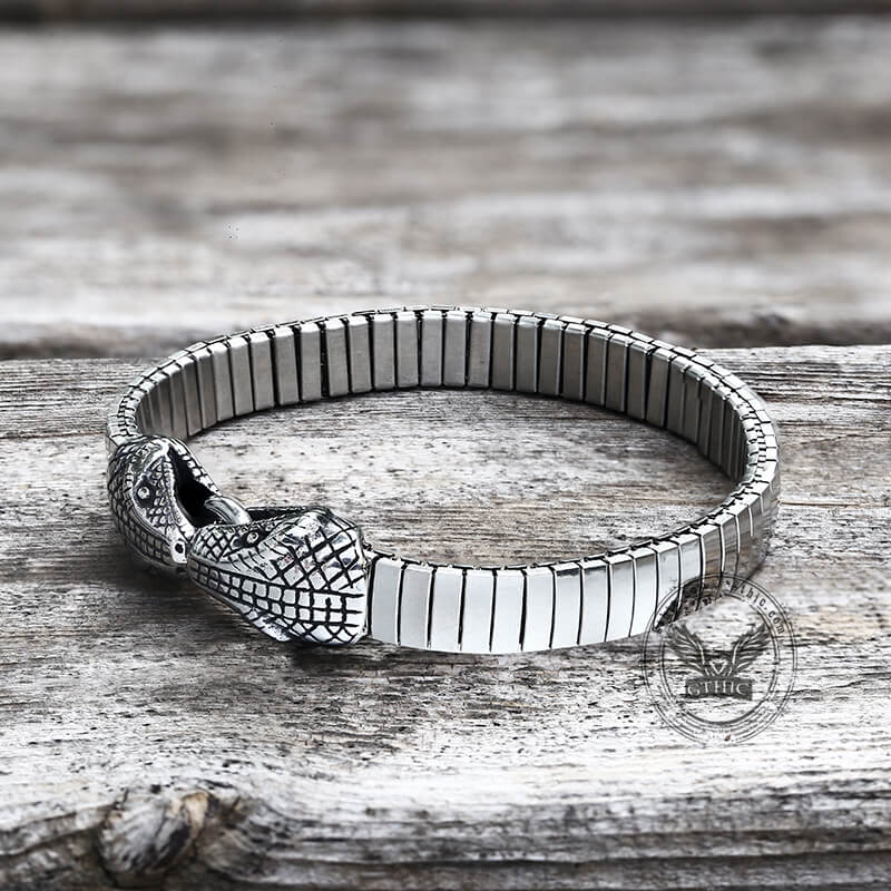 Double Snake Heads Stainless Steel Bracelet | Gthic.com