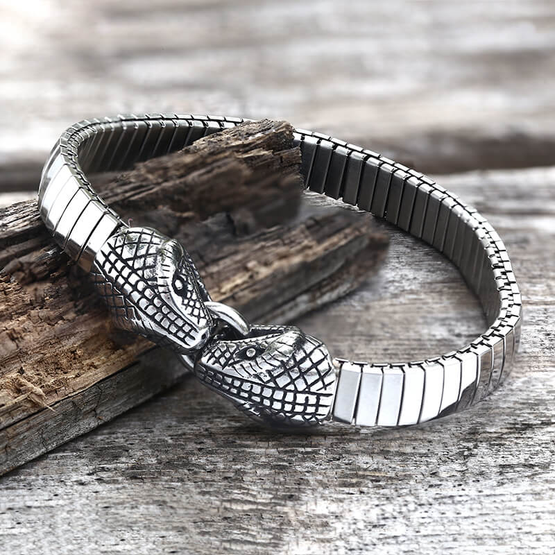 Double Snake Heads Stainless Steel Bracelet – GTHIC