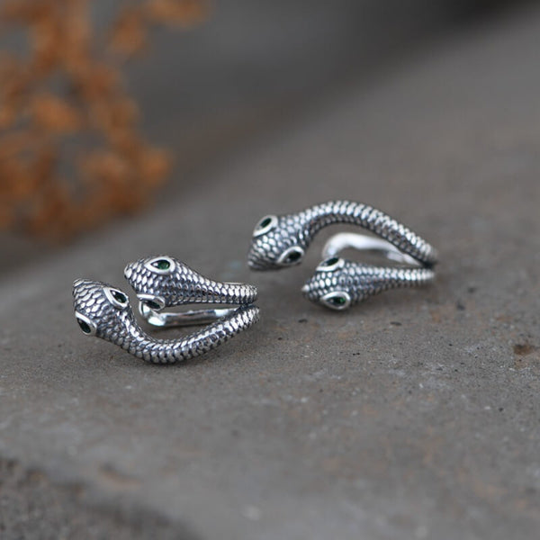 Double Snake Sterling Silver Ear Clips | Gthic.com