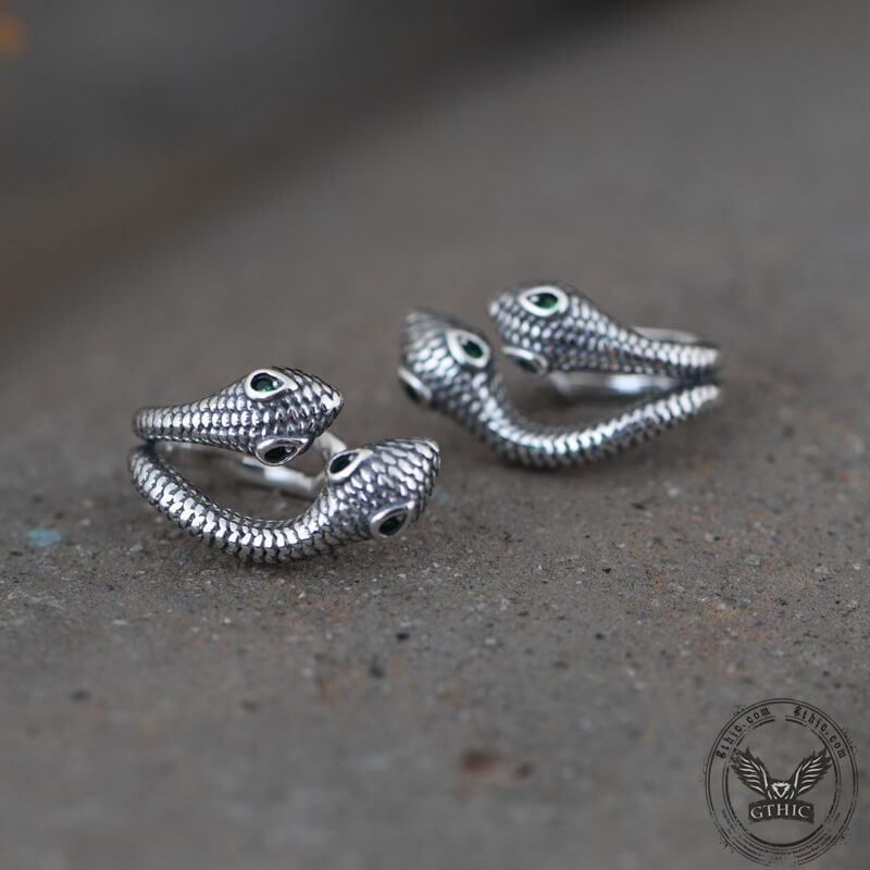Double Snake Sterling Silver Ear Clips | Gthic.com