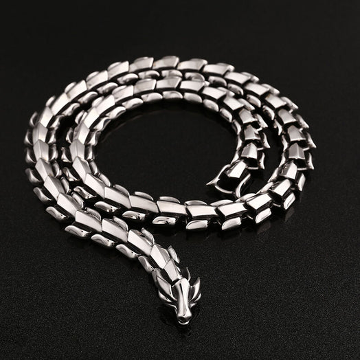 Dragon Bone Stainless Steel Necklace 01 silver| Gthic.com
