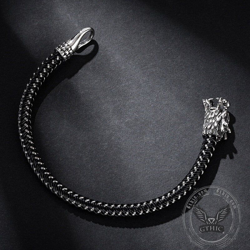 Dragon Clasp Stainless Steel Leather Bracelet