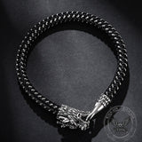 Dragon Clasp Stainless Steel Leather Bracelet
