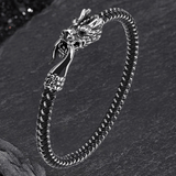 Dragon Clasp Stainless Steel Leather Bracelet | Gthic.com