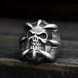 Dragon Claw Brass Sterling Silver Skull Ring 03 | Gthic.com