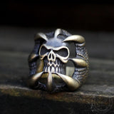 Dragon Claw Brass Sterling Silver Skull Ring 01 | Gthic.com