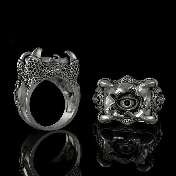 Dragon Claw Evil Eye Sterling Silver Ring 01 | Gthic.com