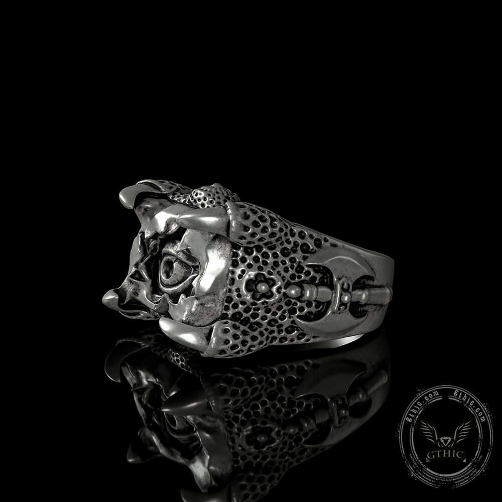 Dragon Claw Evil Eye Sterling Silver Ring 03 | Gthic.com
