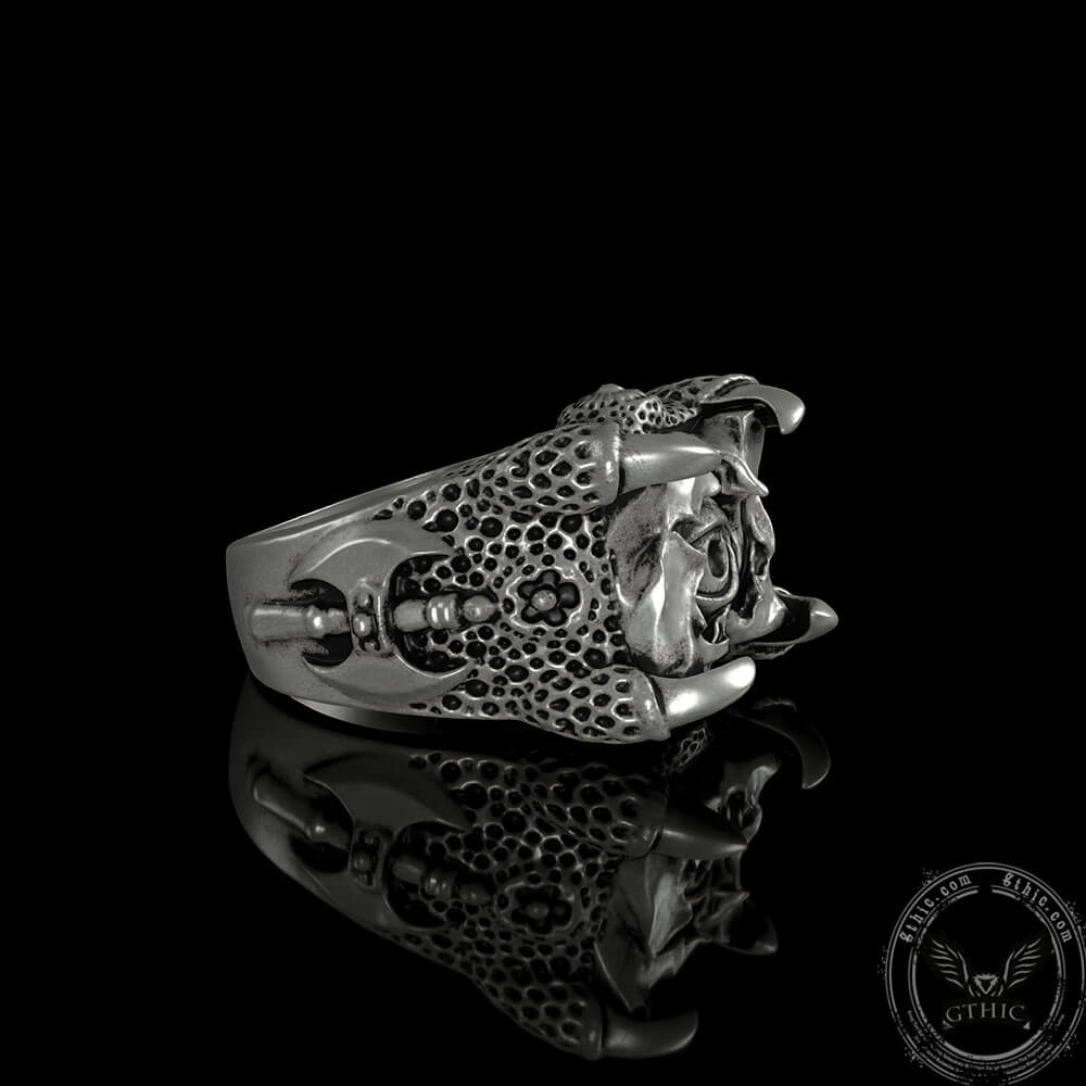 Dragon Claw Evil Eye Sterling Silver Ring 04 | Gthic.com
