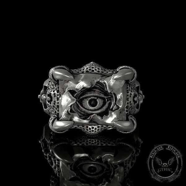 Dragon Claw Evil Eye Sterling Silver Ring 02 | Gthic.com