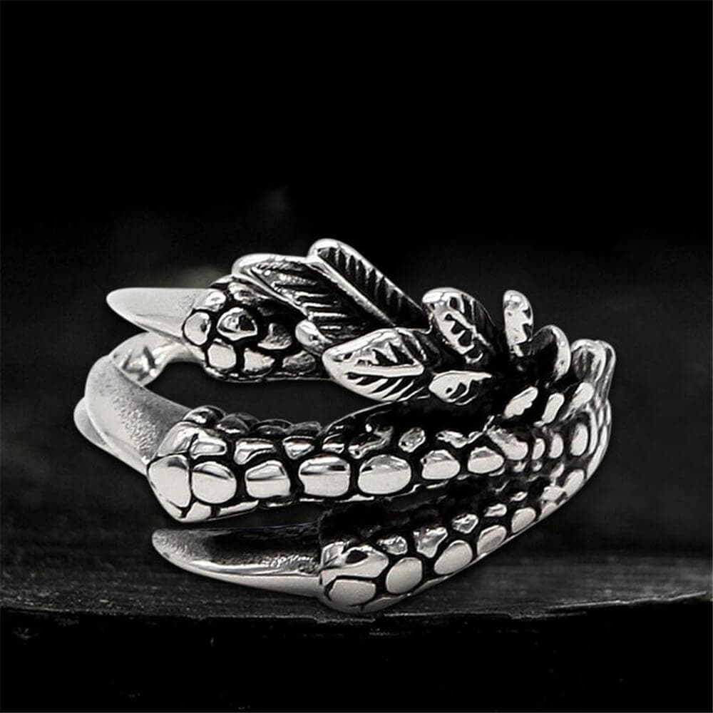 Gothic Dragon Claw Stainless Steel Gem Ring - The Gothic Merchant