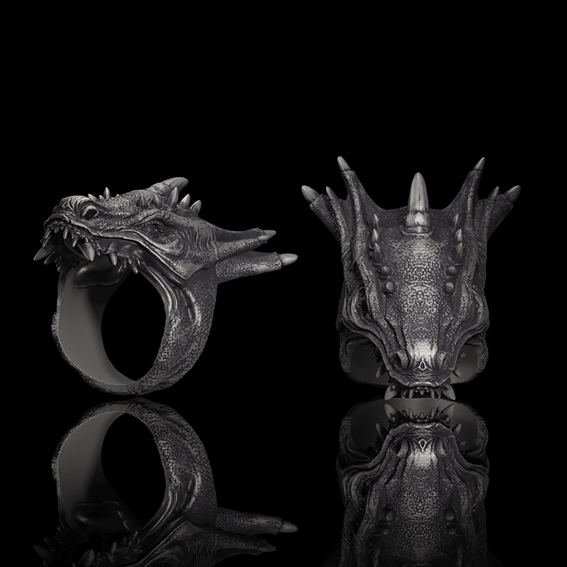 Dragon Head Sterling Silver Animal Ring | Gthic.com