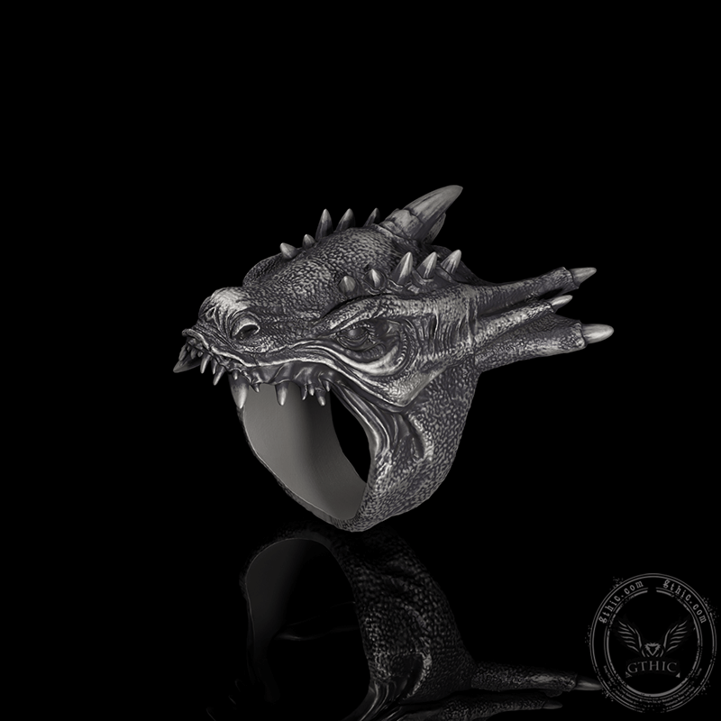 Dragon Head Sterling Silver Animal Ring | Gthic.com