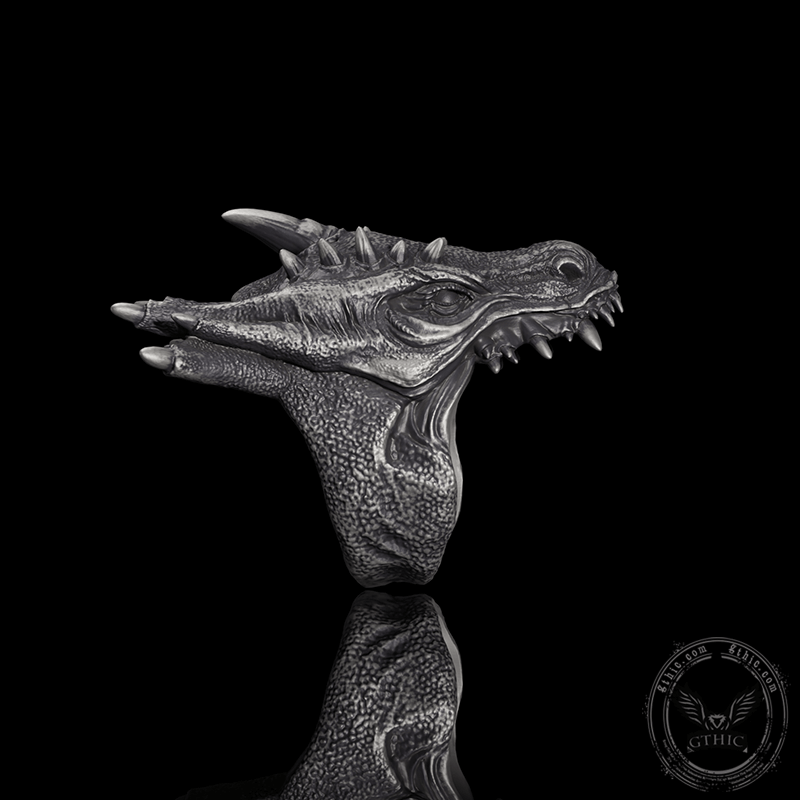 Dragon Head Sterling Silver Animal Ring | Gthic.com