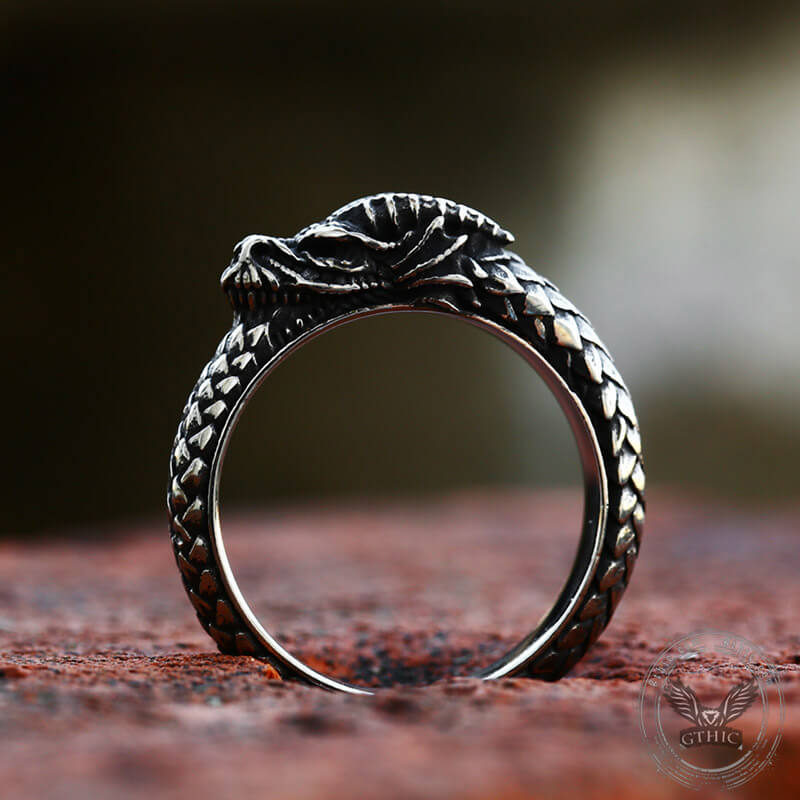 Dragon Ouroboros Stainless Steel Ring | Gthic.com