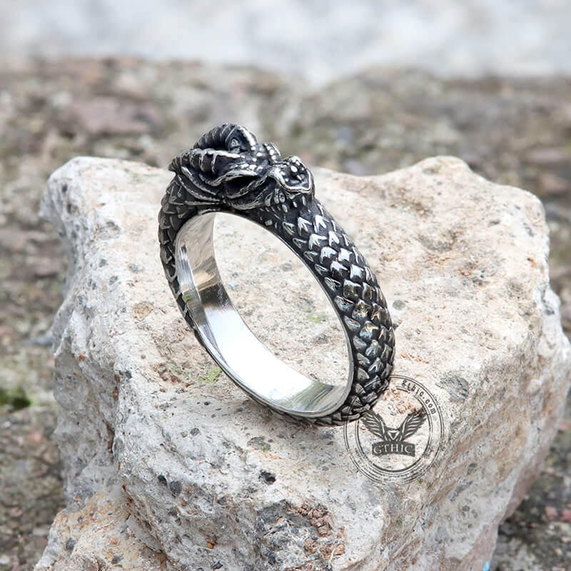 Dragon Ouroboros Stainless Steel Ring | Gthic.com