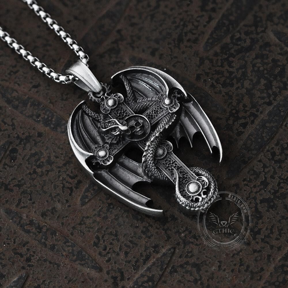 Dragon Pure Tin Celtic Cross Necklace | Gthic.com