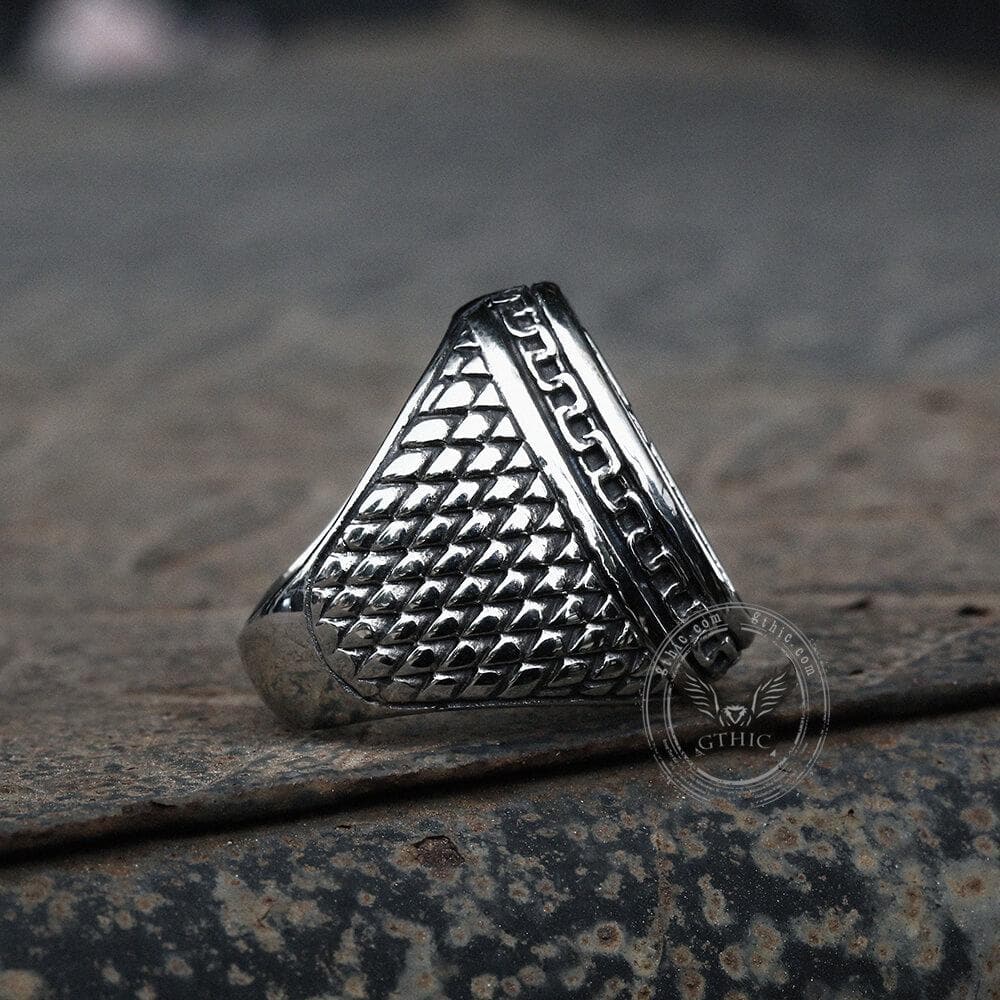 Dragon Scale Pattern Stainless Steel Cross Ring