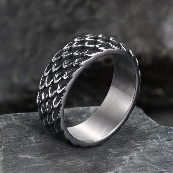 Dragon Scale Stainless Steel Ring 01 | Gthic.com