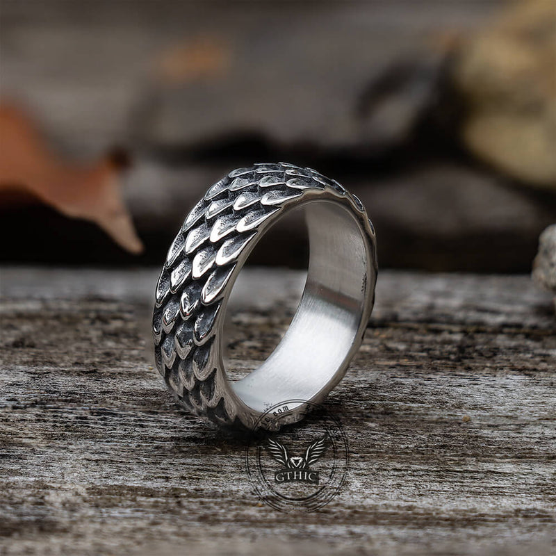 Dragon Scale Stainless Steel Ring 04 | Gthic.com
