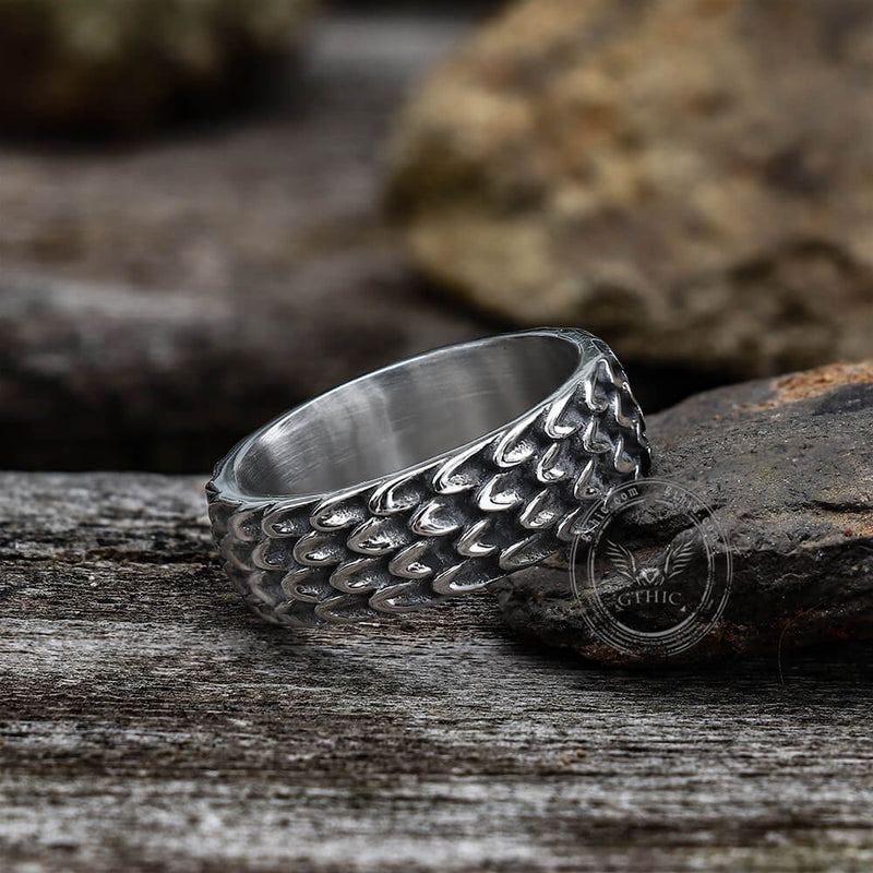 Dragon Scale Stainless Steel Ring 05 | Gthic.com