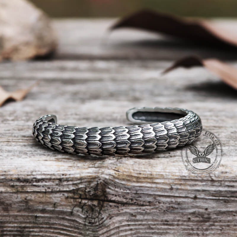 Rattlesnake Stainless Steel Snake Bracelet, Stainless Steel / Silver