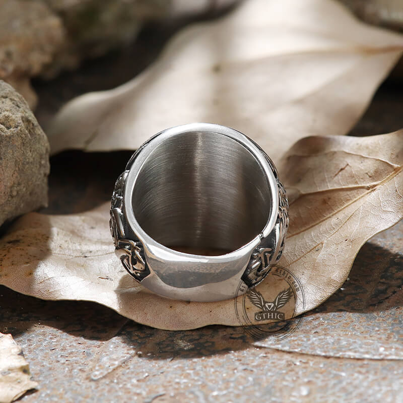 Dragon Ship Stainless Steel Viking Ring