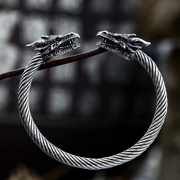 Dragon Heads Bracelet Viking Accessories Stainless Steel Men Cuff