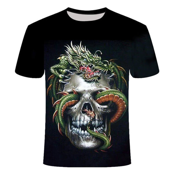 Dragon Twisted Skull Polyester T-Shirt 01 | Gthic.com