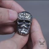 Retro Bearded Man Stainless Steel Skull Ring
