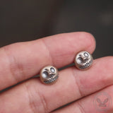 Pumpkin Prince Sterling Silver Skull Stud Earrings