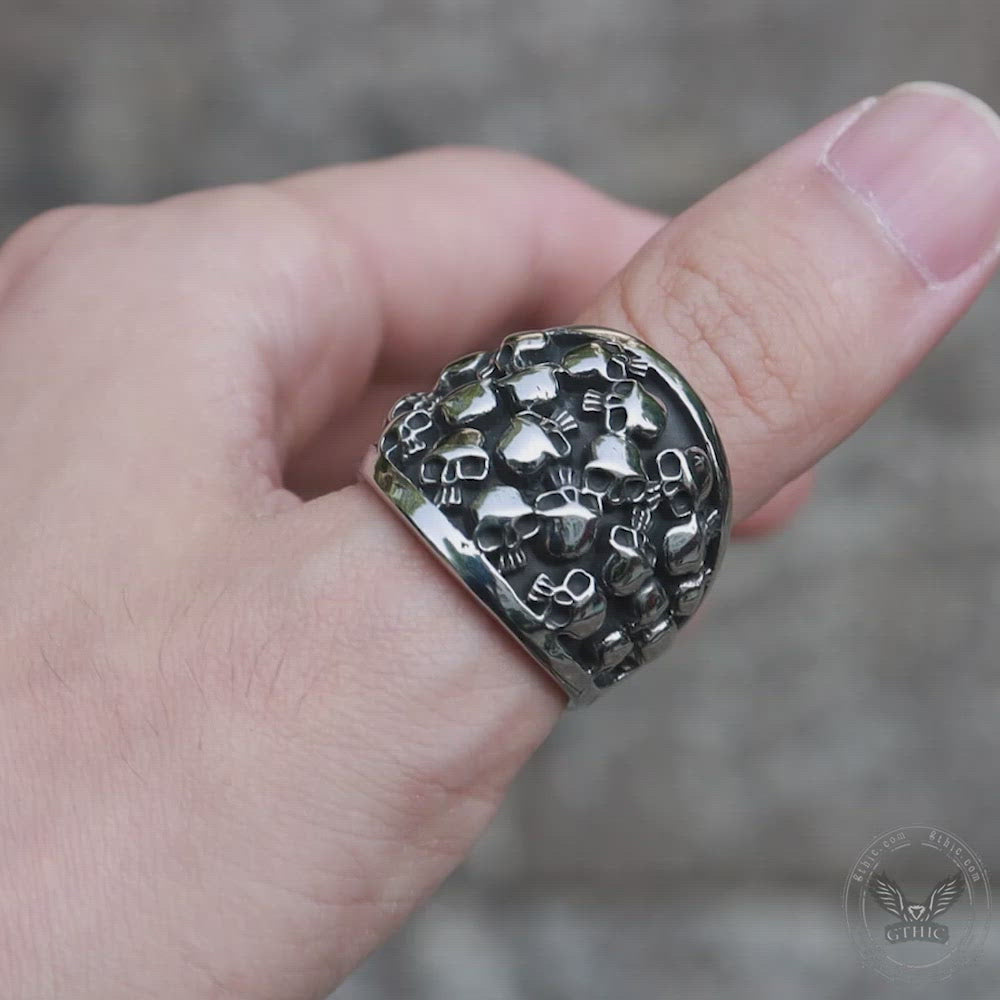 Skull Gathering Stainless Steel Ring