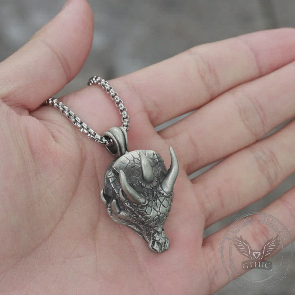 Domineering Dragon Head Pure Tin Necklace