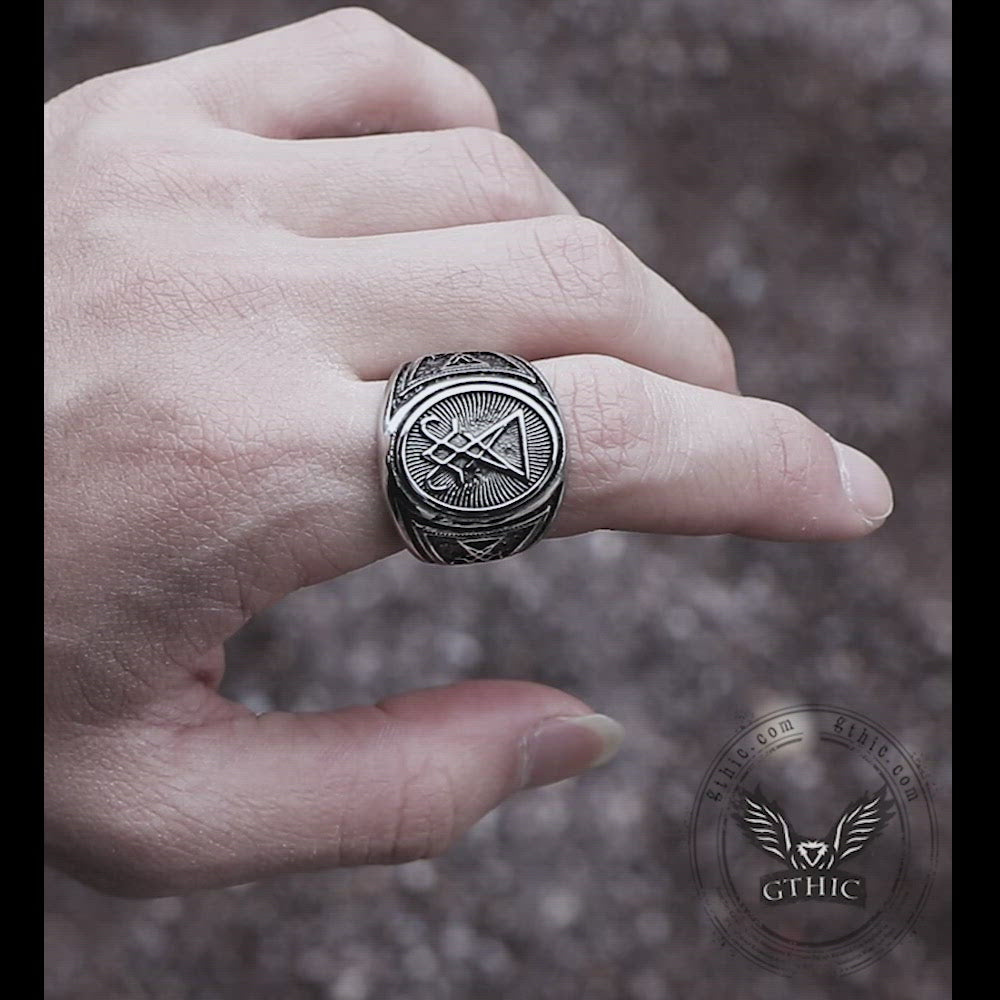 Lucifer Ring For Men, Satan Lucifer Demon Ring, Sigil Of Lucifer Ring, Seal Of Satan Signet Ring, Devil Skull Symbol Ring, Hip Hop Biker Ring, Viking Satanic Jewelry Gift For Men Mens