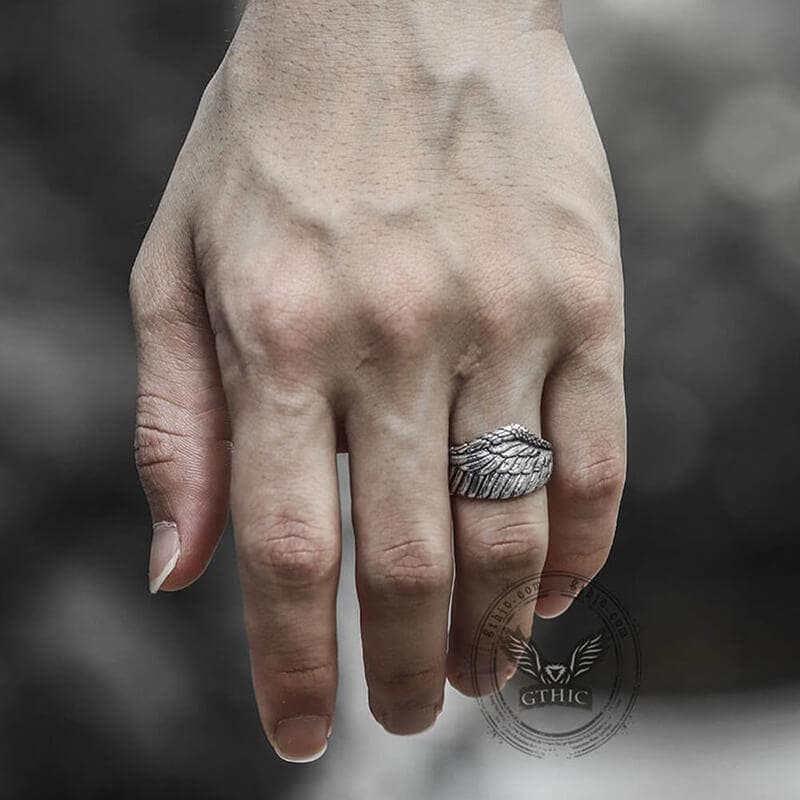 Eagle Wing Sterling Silver Ring | Gthic.com