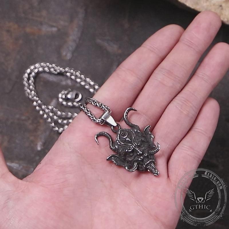 Japanese Demon Oni Stainless Steel Pendant