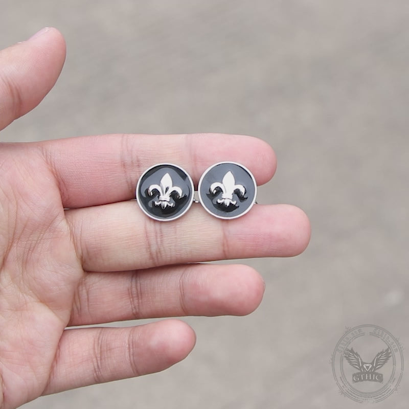 Iris Design Round Shaped Brass Cufflinks